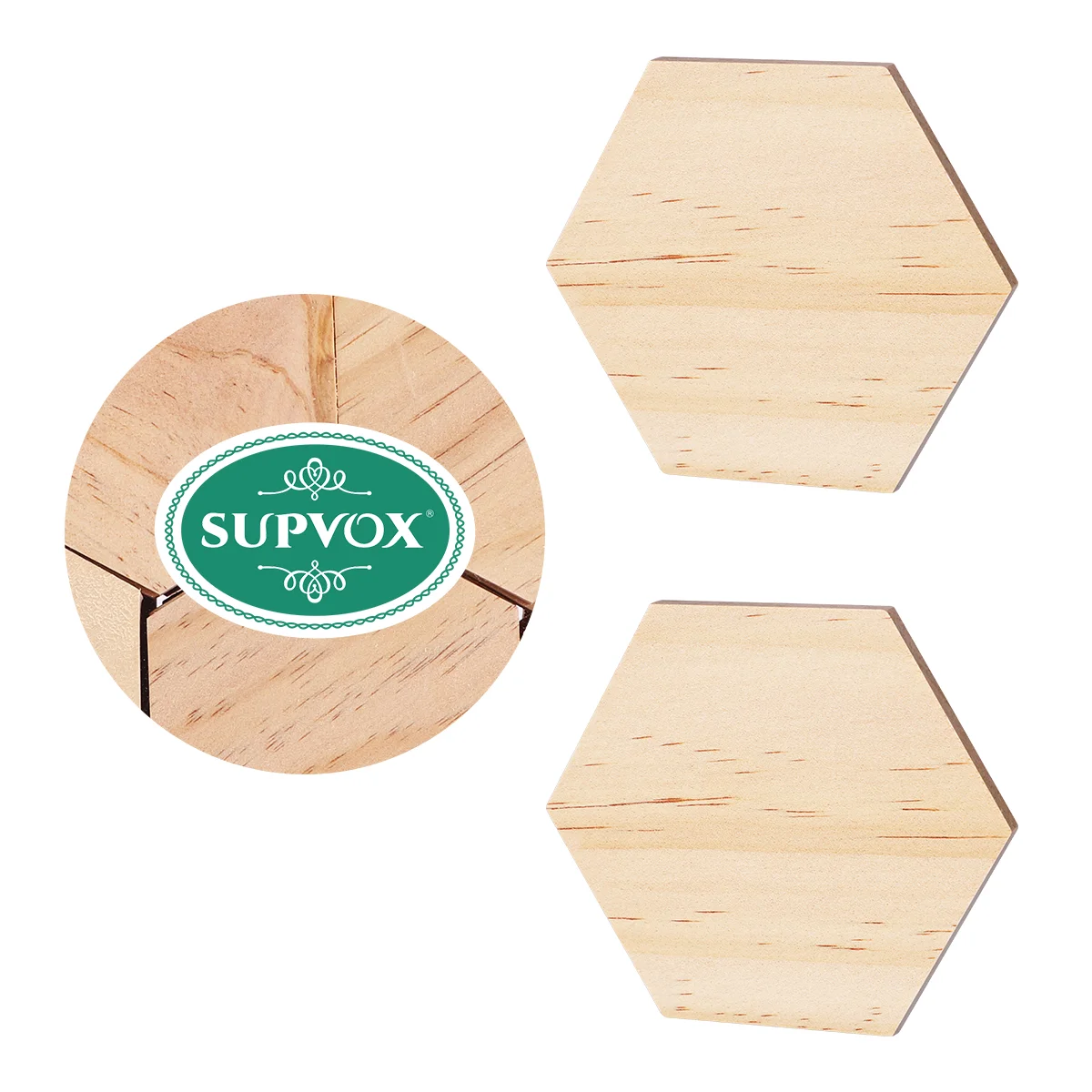 SUPVOX-Tranches hexagonales en bois, étiquettes de nom vierges, ornements en saillie pour fête, mariage, décoration de la maison, 9cm, 25 pièces