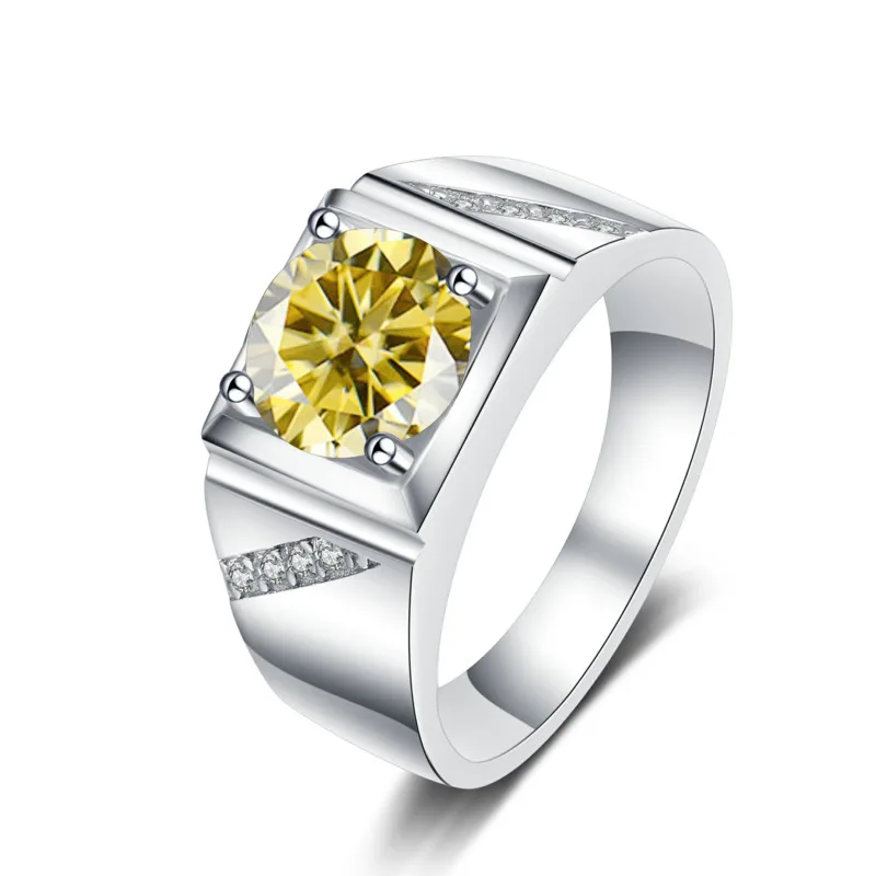 JoyceJelly Pure Silver 925 Jewelry For Men Luxury 1 Carat D Color Moissanite Ring S925 Simple Wedding Rings Platinum Plating