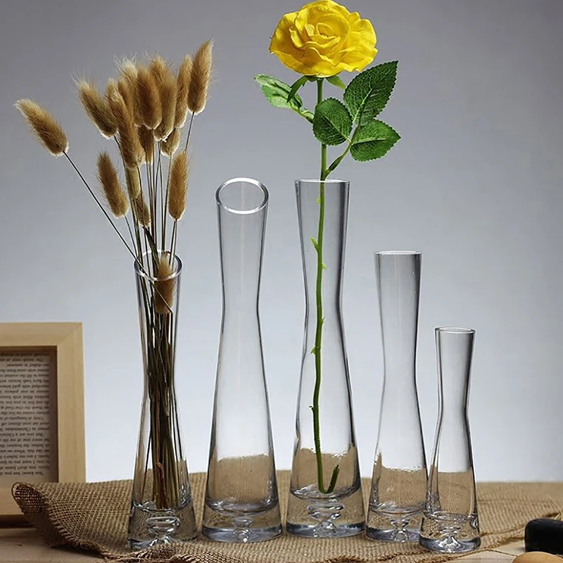 Transparent Glass Flower Vase Small Vase Hydroponics Plant Flower Terrarium Luxury Room Table Home Decor Wedding Decoration