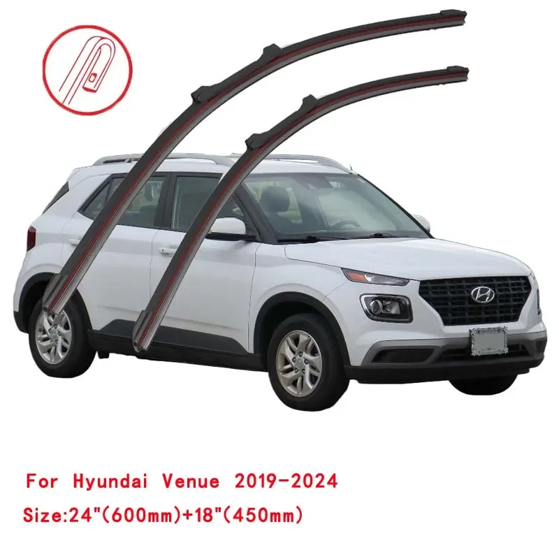 For Hyundai Venue AWD B C E S XS XE XL 1.0 1.2 Turbo Models 2019 2020 2021 Windows Glasses Double Rubber Car Wiper Blades Winter