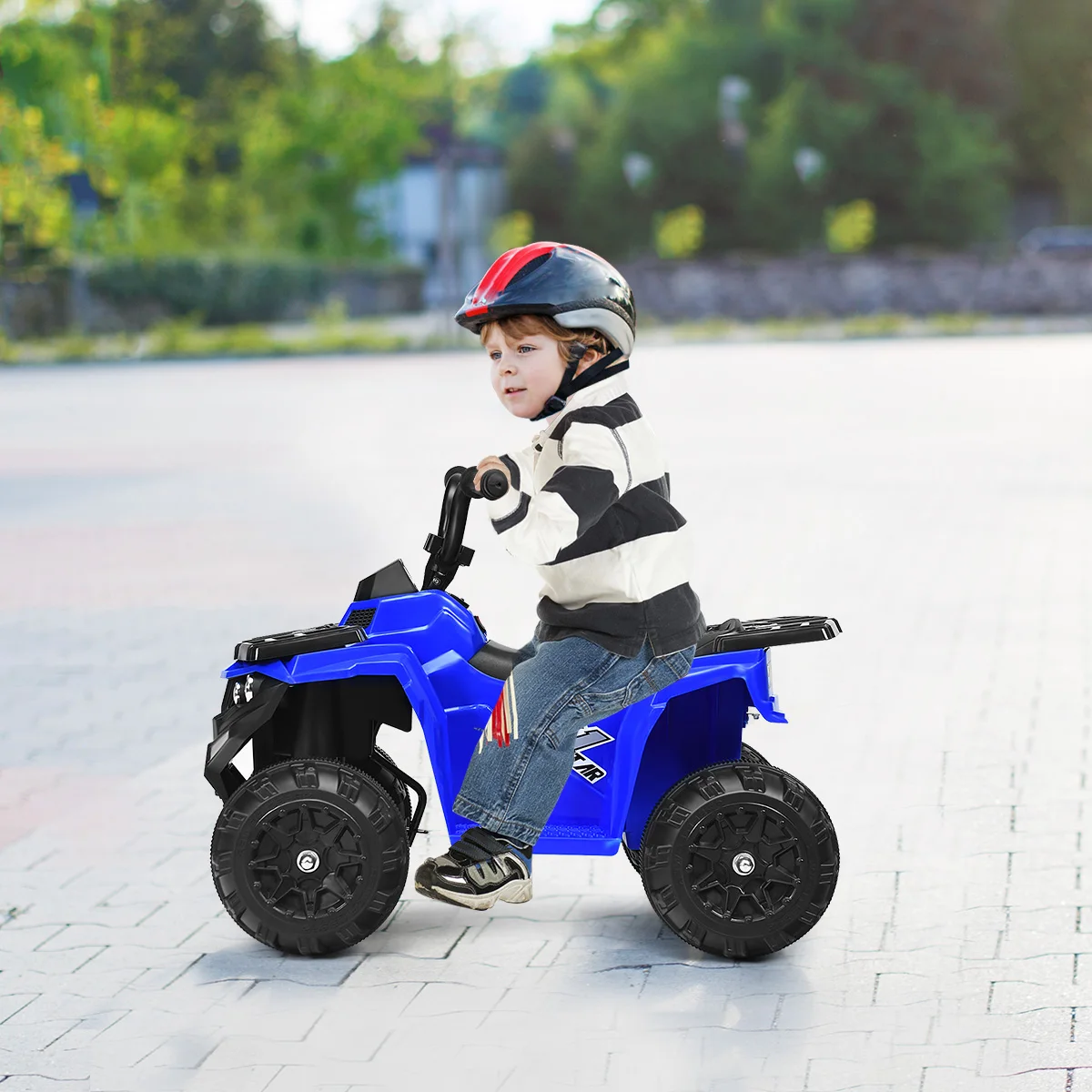 6V Batterij Aangedreven Kinderen Rijden Op Atv 4-Wheeler Quad W/Mp3 & Led Koplamp Blauw