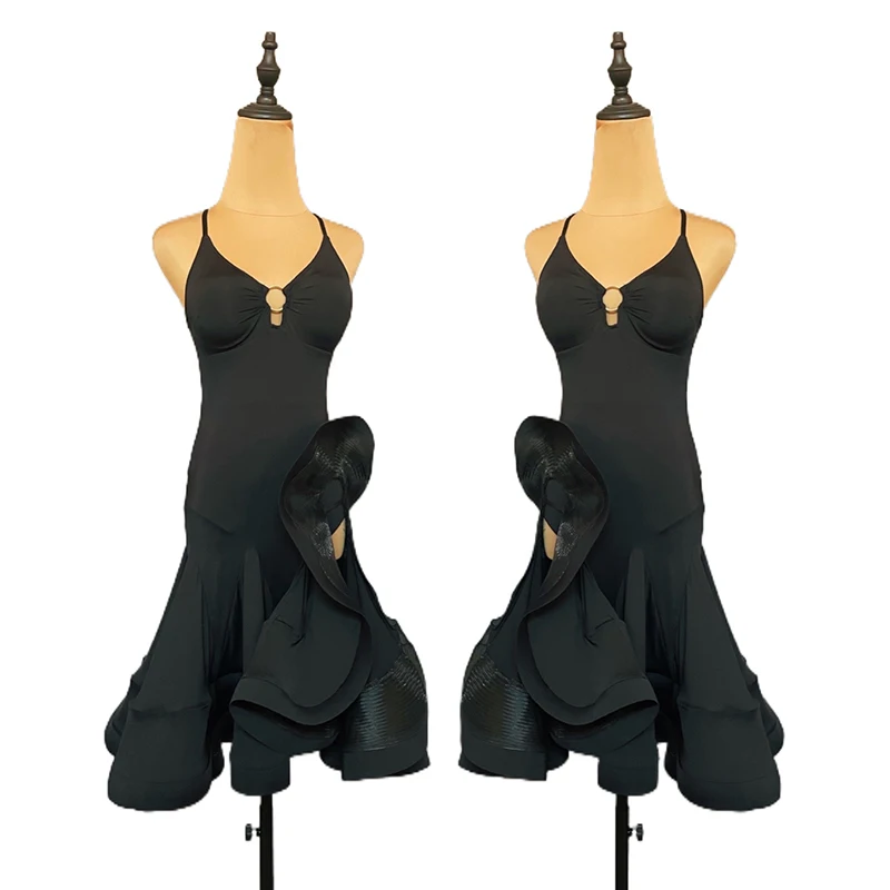 Verão roupas de dança latina sexy senhora sem costas vestidos cabidos espinha de peixe tango latino desempenho vestido feminino rumba dancewear 1773