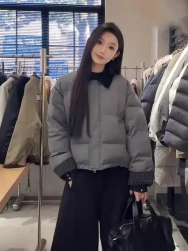 

Women's Cotton Jacket Collared Thickened Winter Outerwear Loose Slimming Fill Cotton Warm Simple Design 2026 New Style