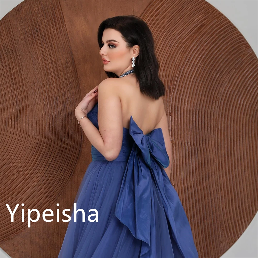 Yipeisha exquisito vestido de fiesta con cuello Halter de alta calidad vestido Formal para ocasión quinceañera pliegue tul es