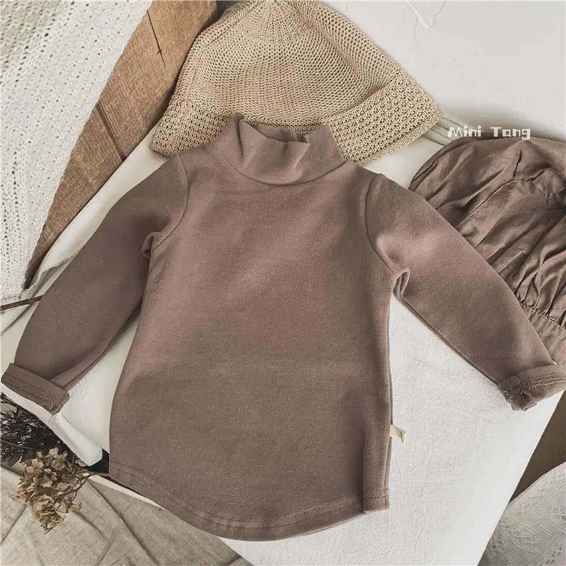 1-6 anni bambini mezzo dolcevita magliette manica lunga neonati maschi ragazze autunno inverno Pullover camicie top magliette calde per bambini