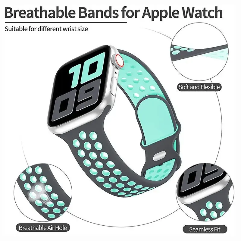 Double Replacement Wrist Sport Silicone Watch Band Strap For Apple IWatch Series image 2