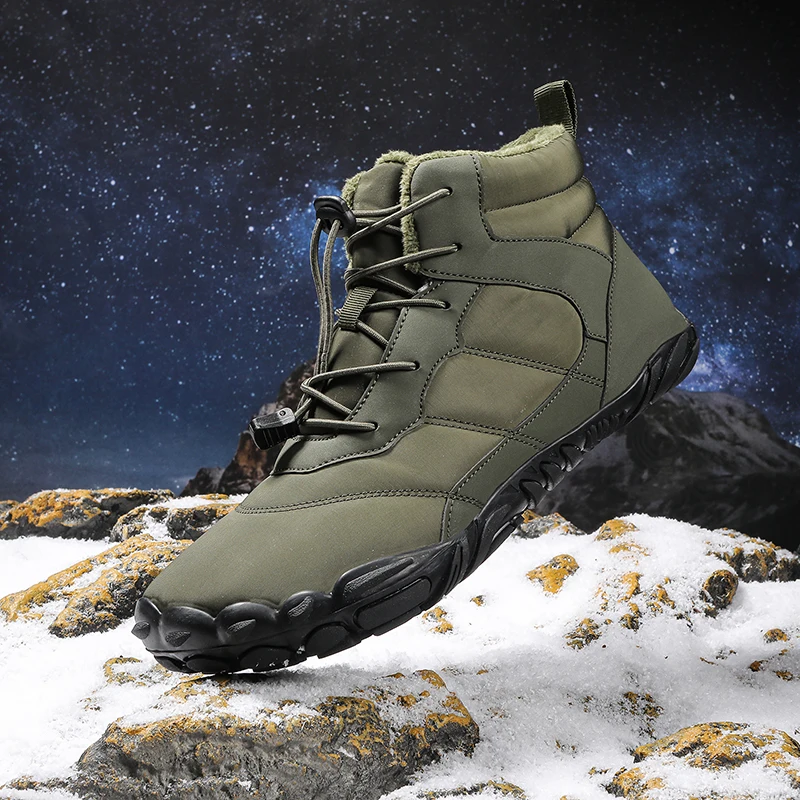 New Winter Booties Men Snow BareFoot Casual Shoes Outdoor Waterproof Work Shoes Warm Fur Men Ankle Shoes Snow Boots Plus Size 50