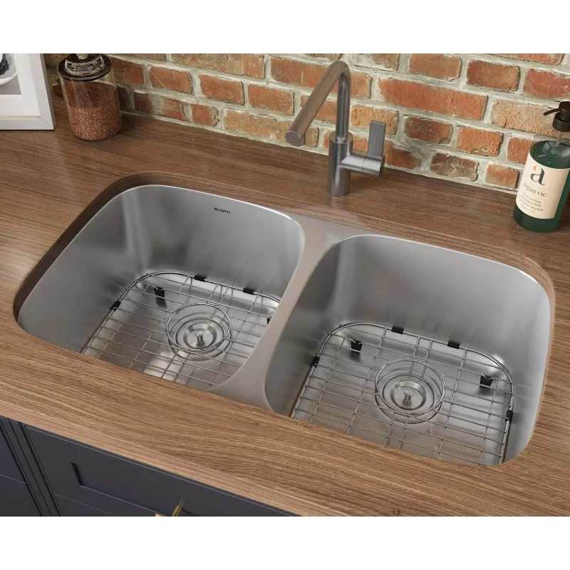 Ruvati 29-inch Undermount 50/50 Double Bowl 16 Gauge Stainless Steel Kitchen Sink - RVM4301