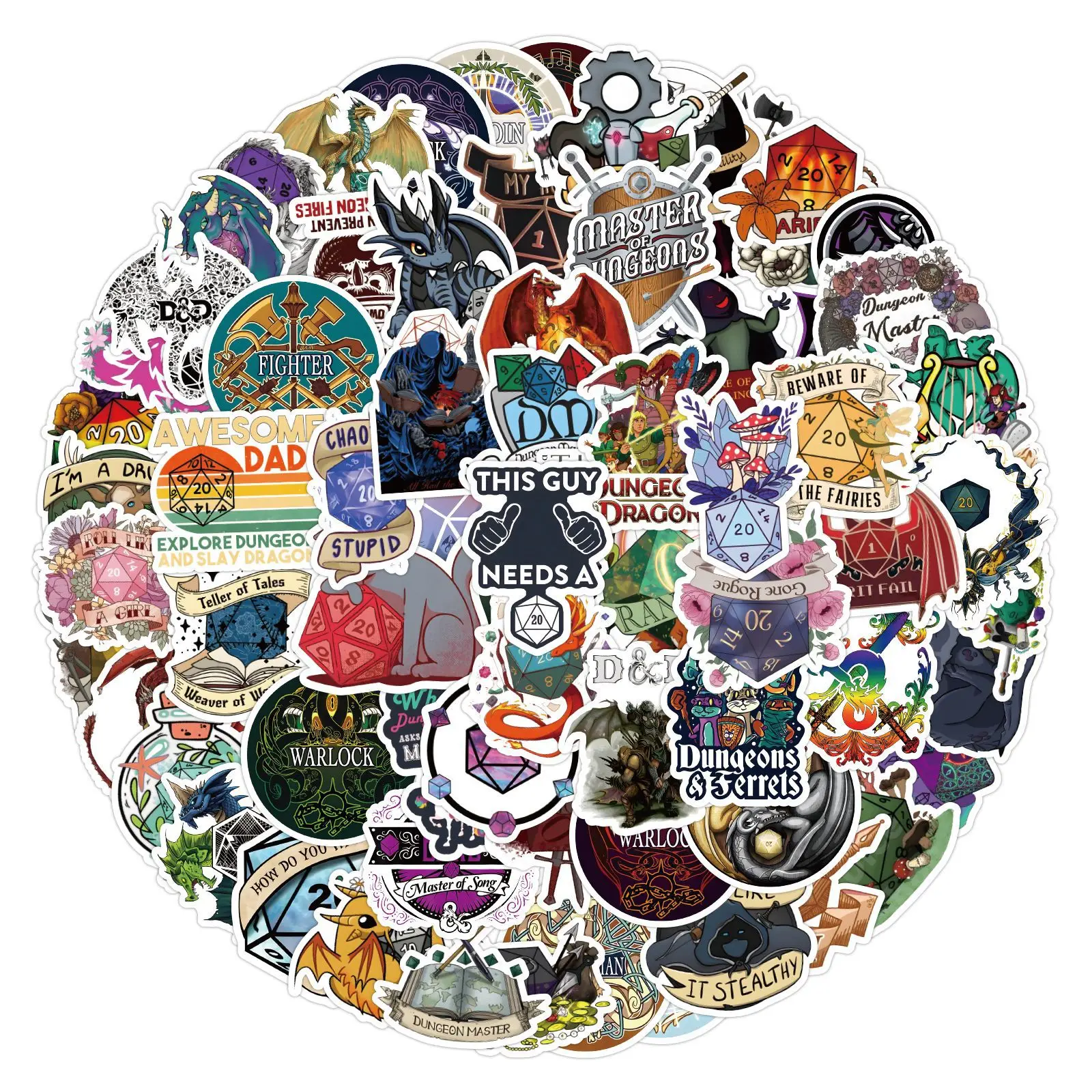 100PCS Dungeons and Dragons OL Graffiti Sticker Laptop Phone Luggage Water Bottle Car Guitar Waterproof Sticker Diy Kid Toys