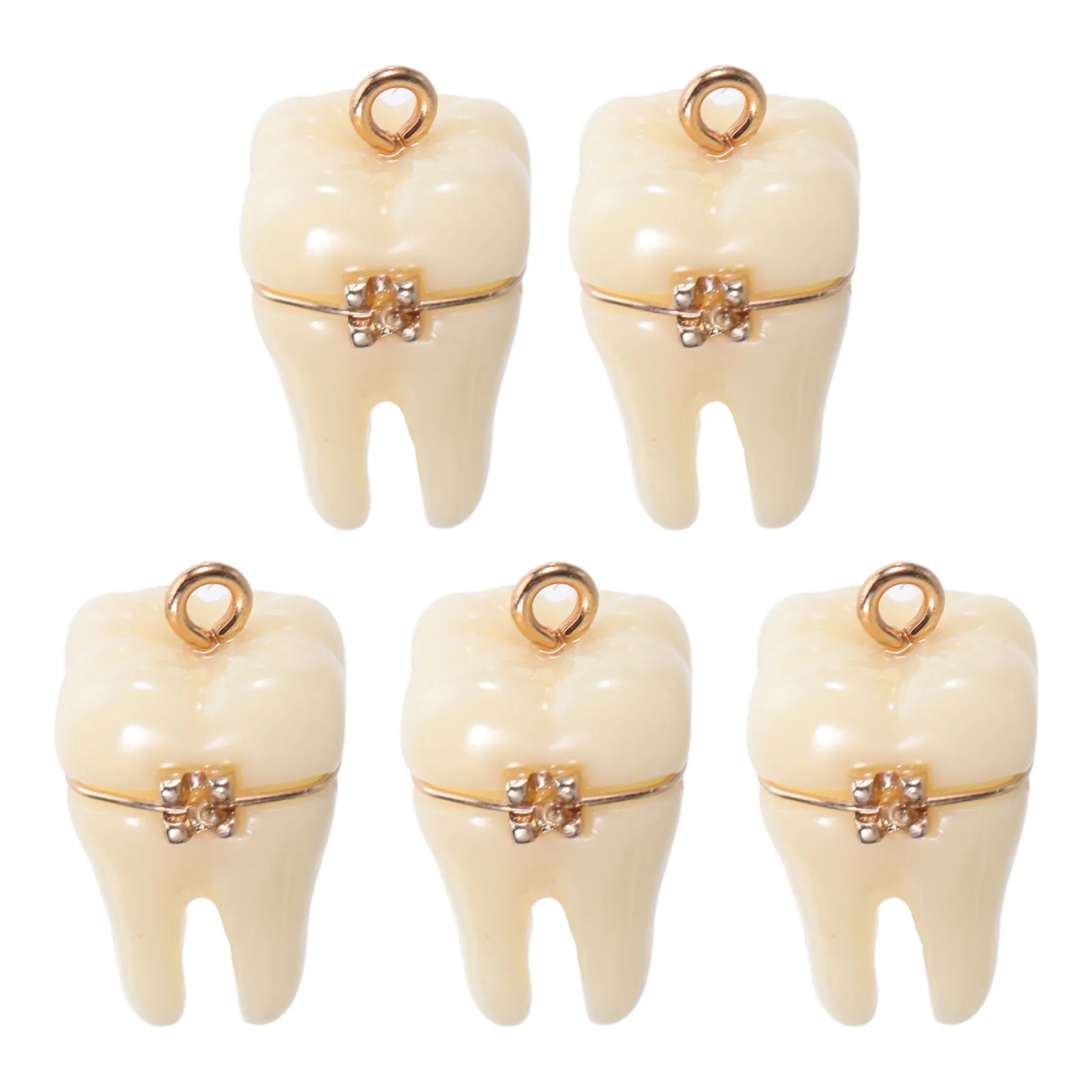 

5 шт., кулон в виде зуба из смолы, реалистичные зубы, фурнитура для изготовления ювелирных изделий с отверстием для подвешивания, подвеска «сделай сам», для ожерелья, браслета