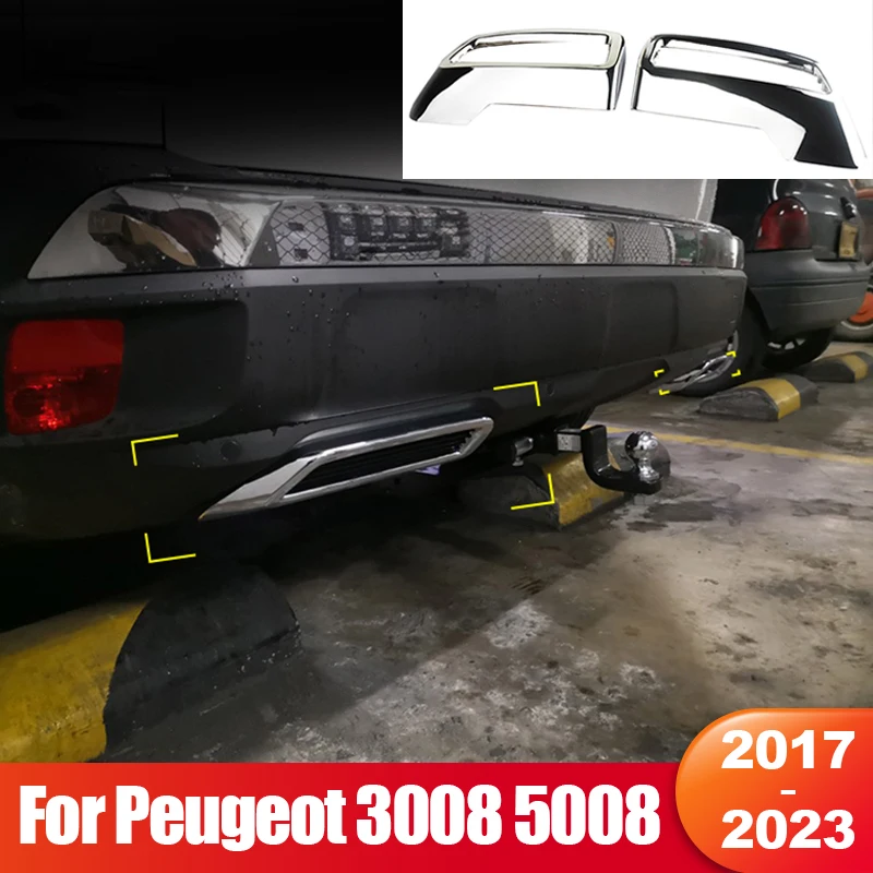 

For Peugeot 3008 5008 GT 2017 2018 2019 2020 2021 2022 2023 Hybrid Car Rear Exhaust Muffler End Tip End Pipe Cover Accessories