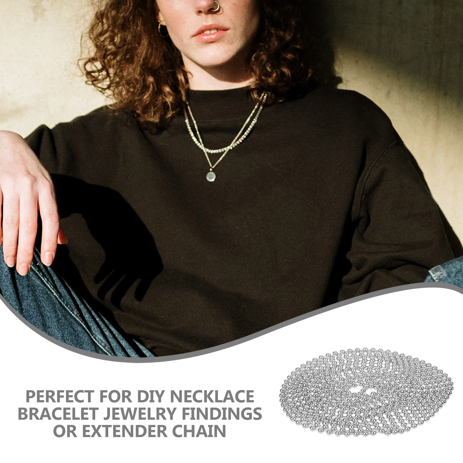 1 مجموعة 3 مللي متر الفولاذ المقاوم للصدأ سلسلة من الخرز كرة مستديرة موصل معدني Diy بها بنفسك مجوهرات المفاتيح علامة الكلب قلادة قلادة الحرفية العرض