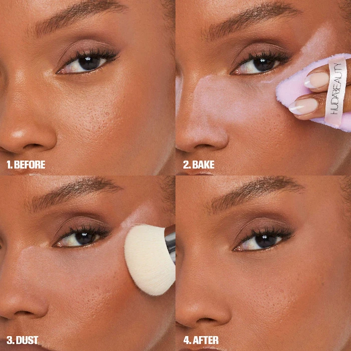 2PCS Huda Easy Bake Loose & Setting Powder Long Lasting Oil Control Matte Waterproof Brightening Loose Powder Makeup Cosmetics