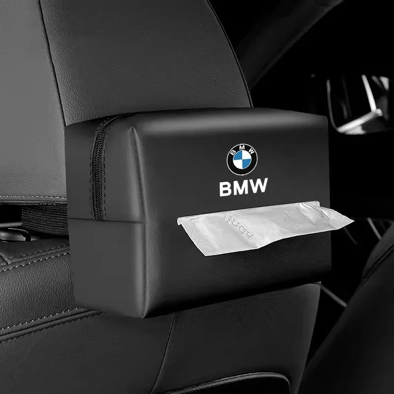 Car Tissue Box Leather Paper Towel Storage Bag Accessories For BMW M3 M4 M5 G42 G30 G20 E39 E36 E87 E53 F44 F07 F34 G15 G16 G23