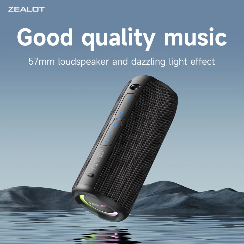 

ZEALOT-S49PRO Portable Bluetooth Speaker 20W IPX6 Waterproof Powerful Sound Box Bass Boost Dual Pairing True Wireless Stereo