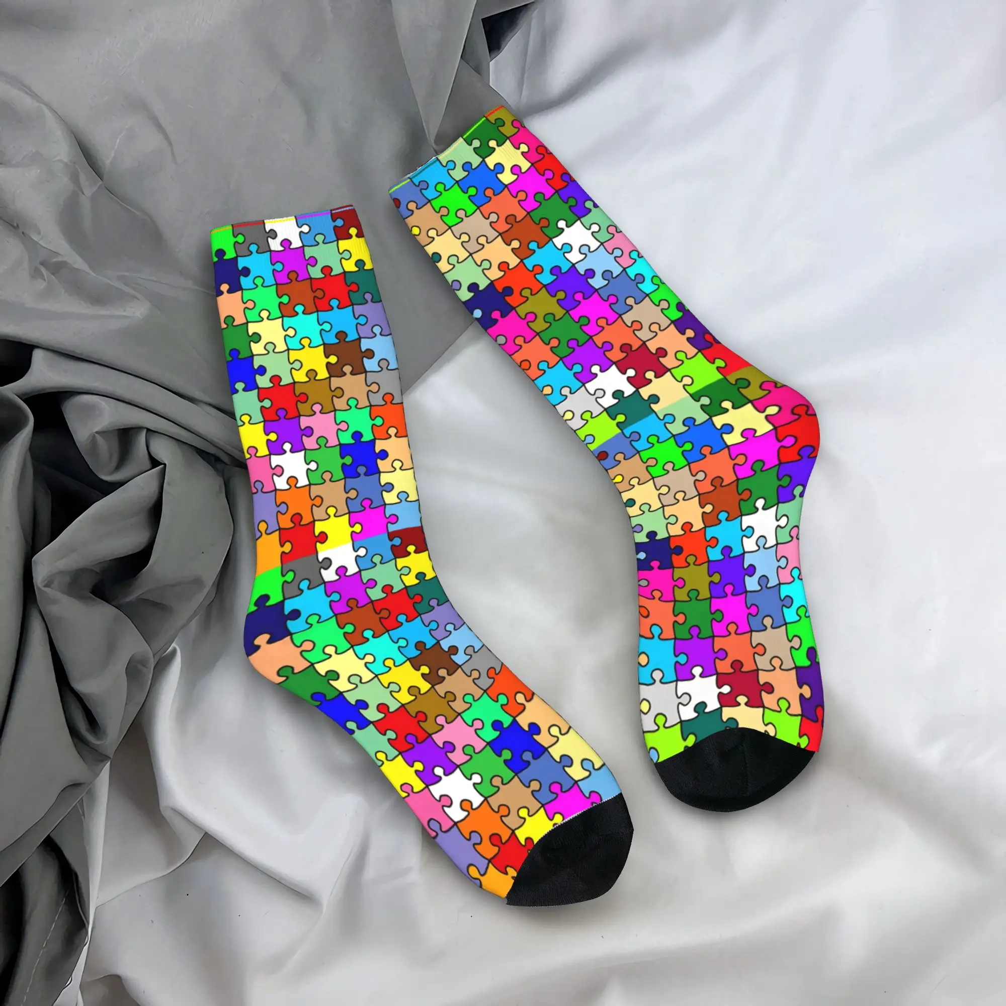 

Носки унисекс с забавным принтом-пазла, разноцветные, нескользящие, дышащие, осенние, с современным принтом, для активного отдыха и спорта