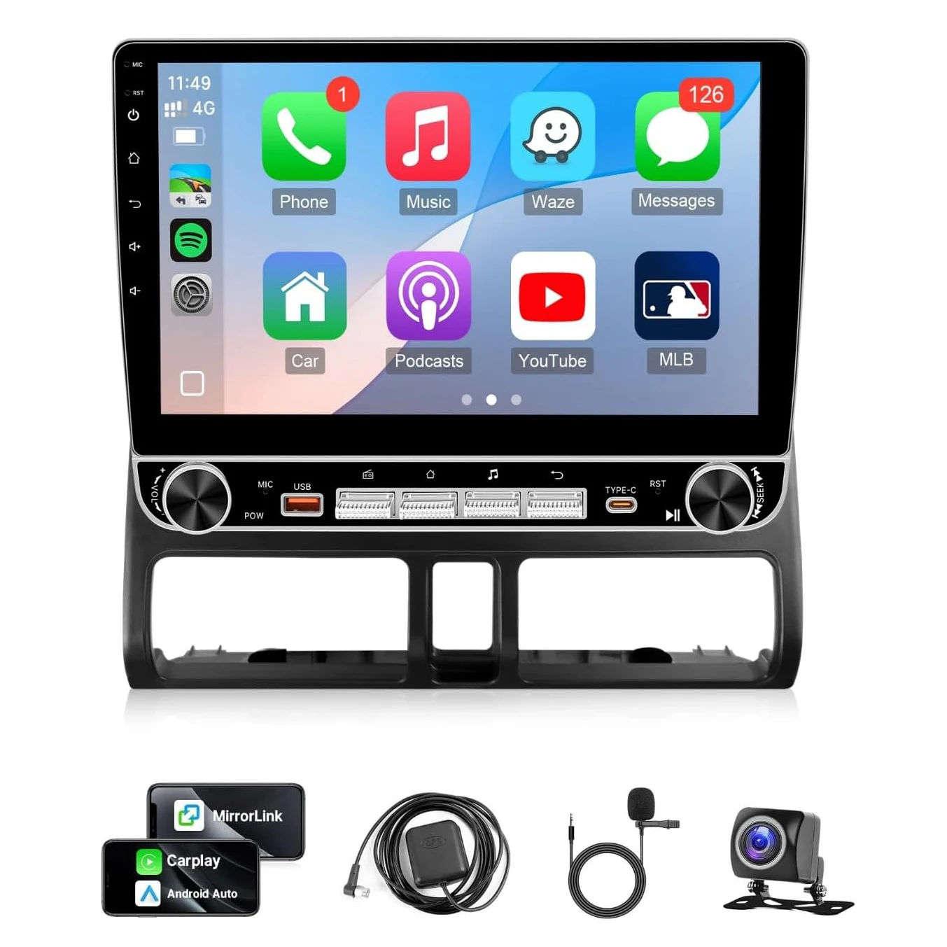 4+64G Car Stereo Radio for Honda CRV 2002 2003 2004 2005 2006 with Knob Button Wireless Apple Carplay Android Auto