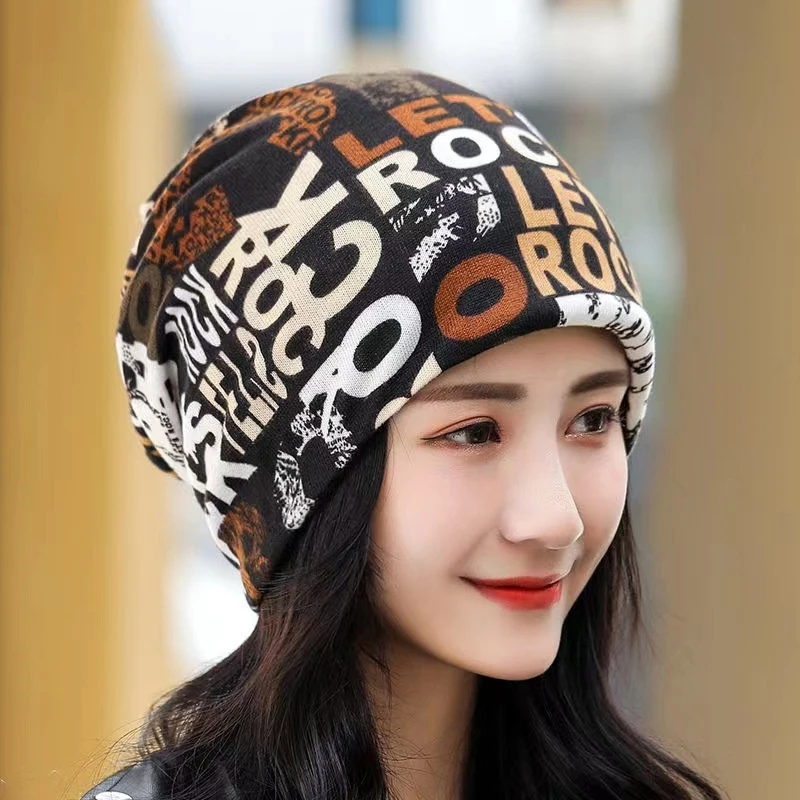 Fashion Double Head Cap Bib Twist Cap Multi-Functional Printed Scarf Cover Cap Neck Cap Face Mask Headscarf Cap