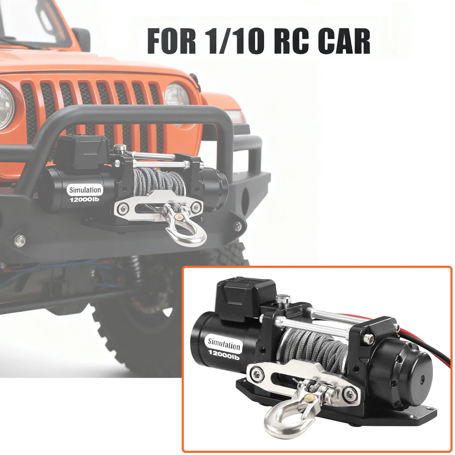 1/10 RC مقلد ونش كهربائي معدني ل 1/10 RC الزاحف سيارات محوري SCX10 II III TRX4 TRX6 RC4WD D90 D110 Yikong ترقية أجزاء #2