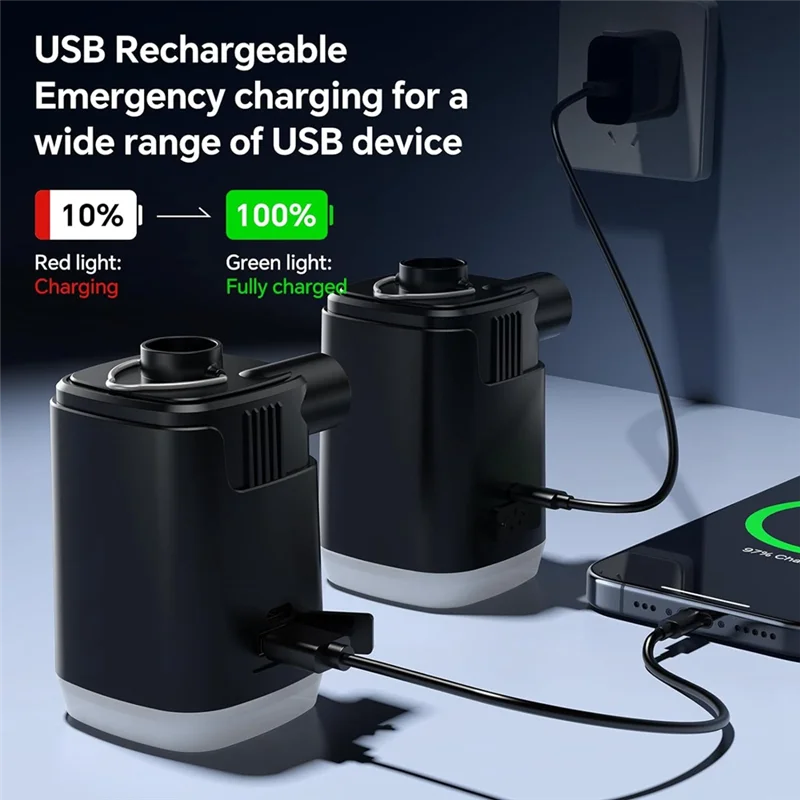 Leading-Portable Mini Air Pump For Inflatables:Build In 4000Mah Battery Rechargeable, 2 Inflation Mode Stronger/Normal