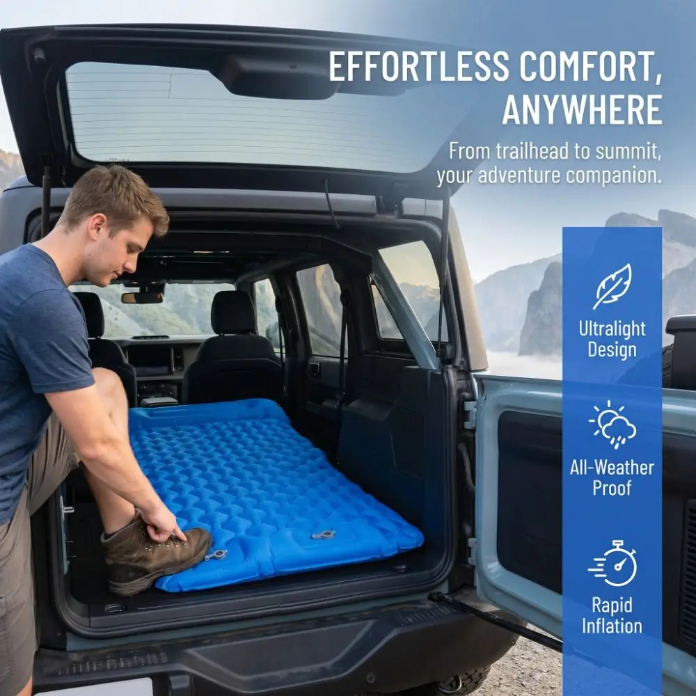 Inflatable Camping Sleeping Pad Ultralight Folding Inflatable Mattress with Pillows Press Self-Inflating Air Mattress Trekking
