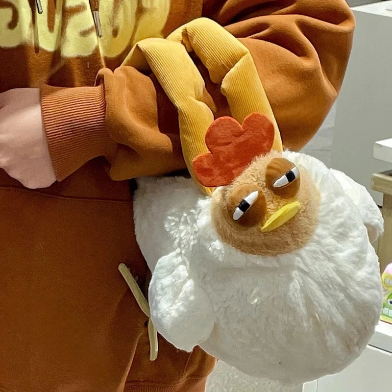 Niedliche Plüsch-Umhängetasche – One-Shoulder-Stil für Büroangestellte, Pendeln, Klaue, Maschinenpuppe, Design, Weihnachtsgeschenk, weich gefüllt