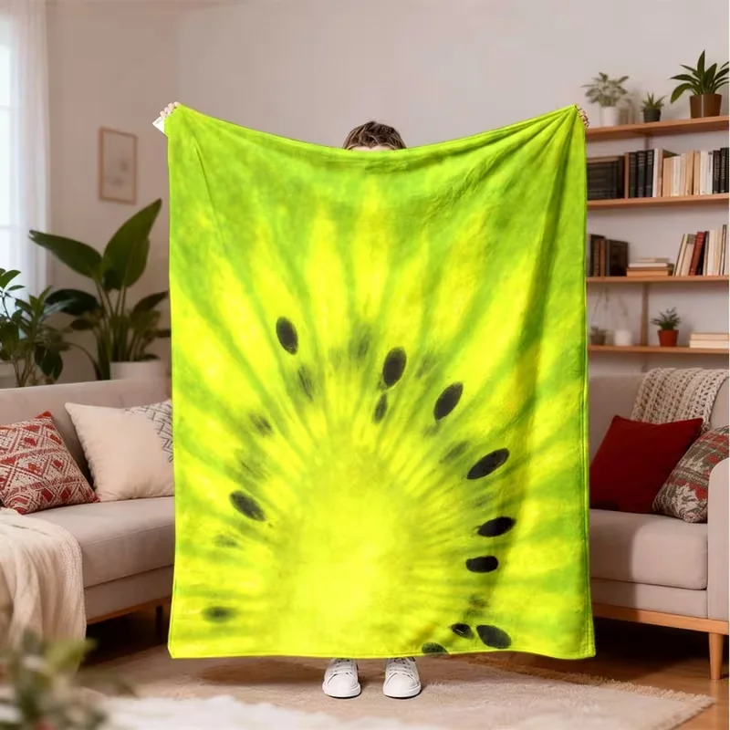 Watercolor Lime Slice Print Blanket Soft Cozy Fruit Pattern Fresh Tropical Home Decor Travel Nap Blanket All Season For Couch
