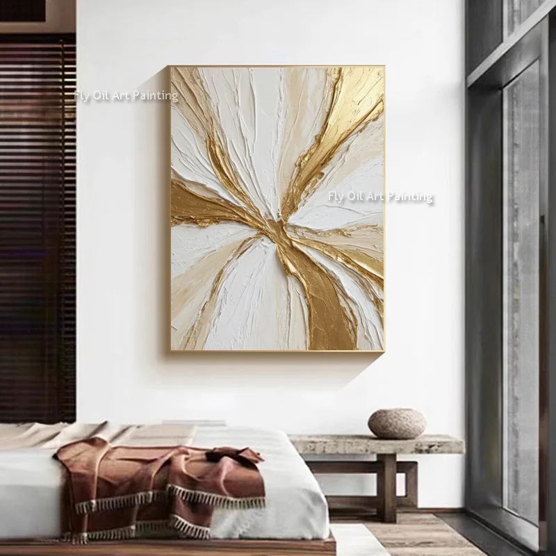 Earth Tone 3D Relief Canvas Art Abstract Wavy Texture Hand Painted Oil Painting Minimal Decor For Bedroom Hall