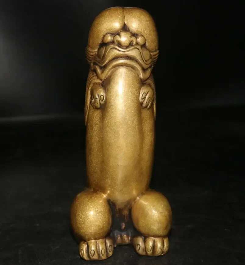 

China brass archaize standing beast crafts statue