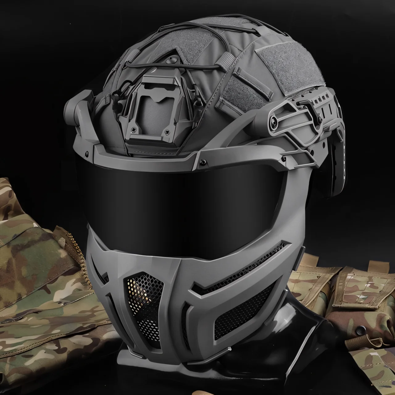 Wosport FAST Helmet Full Protection Detachable Mask Steel Mesh Structure Adjustable Dial System Airsoft Outdoor Training Gear