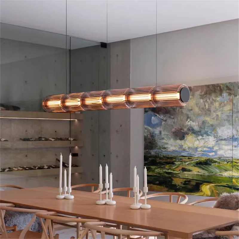 Art Glass column pendant Lamps Restaurant Long tube lamp creative Led Hanging Light Living Dining Room Hotel Bar Counter Light