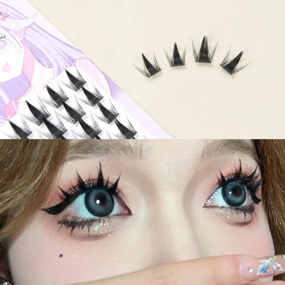 つけまつげ ナチュラルでリアルな高密度シングルクラスターまつげ マンガスタイル 再利用可能なクラスターまつげ 初心者に適しています U9B3