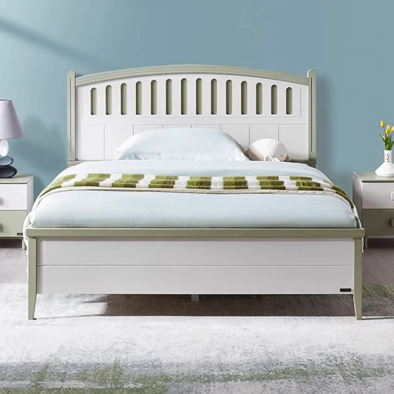 #White Wooden Master Bed Large High End Sleeping Human Double Bed Frame Modern Design Muebles Para Dormitorio Nordic Furniture