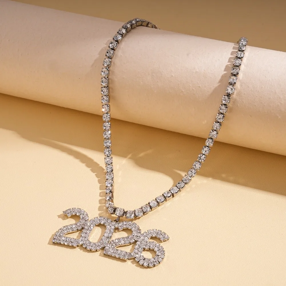 بدلة مجوهرات جمالية عتيقة 2026 حجر الراين قطرة طويلة سنة جديدة سعيدة أقراط مبالغ فيها لامعة 2026 قلادة عيد الميلاد