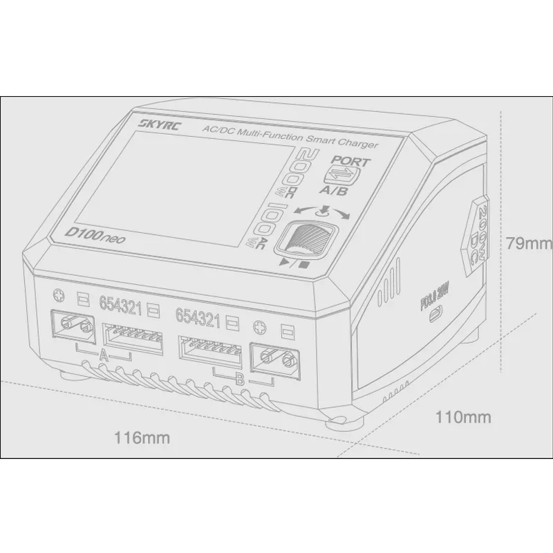 SkyRC D100neo Charger SK-100199 AC100W DC200W Smart Lipo Charger Replacement for D100 V2 Upgrade