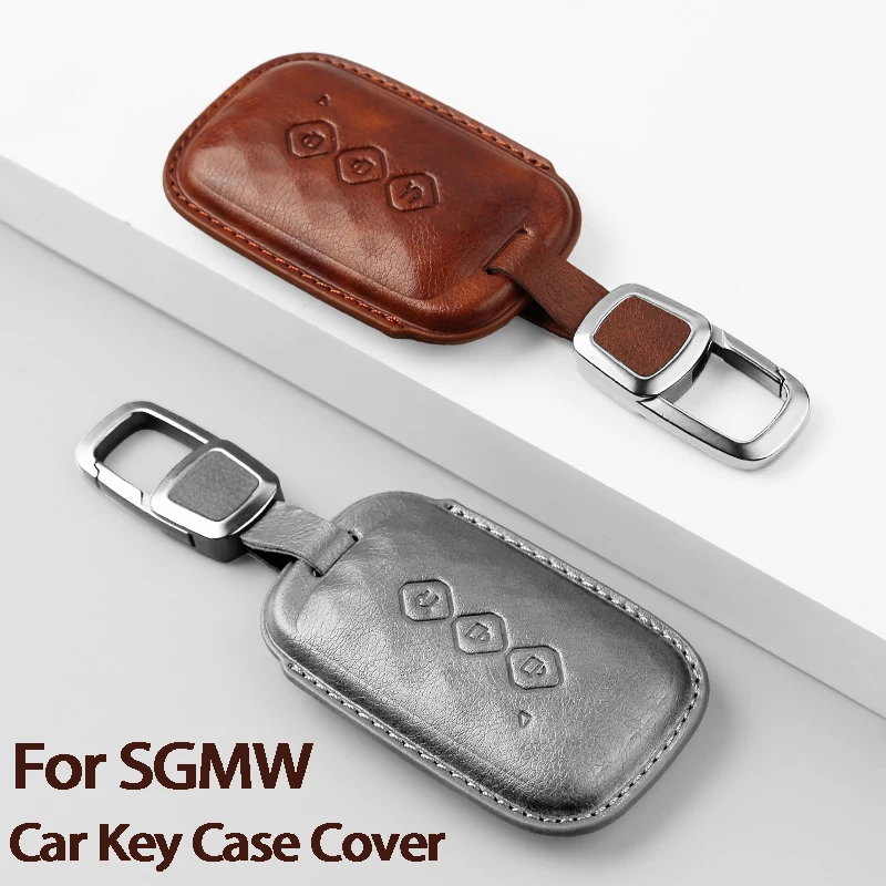 

Leather Car Key Case Cover For SGMW Wuling Hongguang S For Baojun 510 730 360 560 RS-5 530 630 Car Keychain Accessories