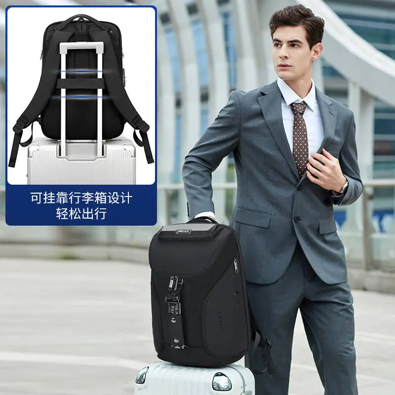 Business Backpack Trendy Men's Waterproof Backpack Large Capacity Business Travel Multifunctional Anti-Theft Computer Bag Simple
