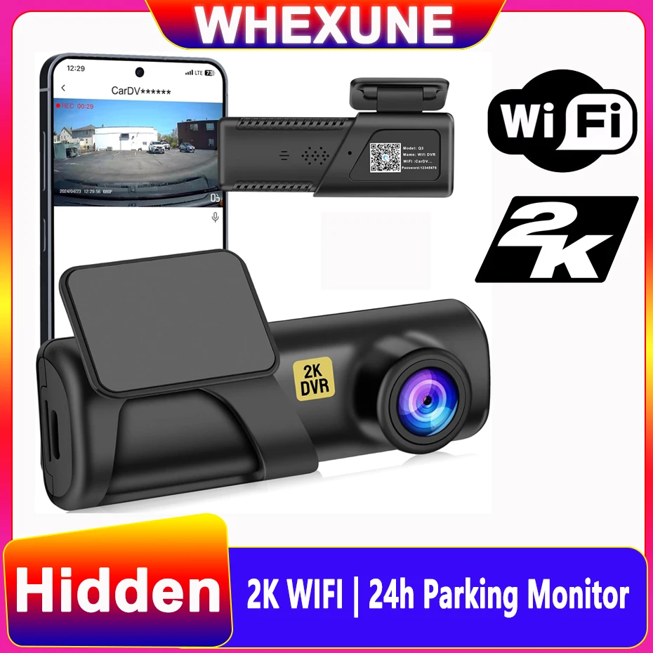 WHEXUNE 2K WIFI Dash Cam Mini 1080P HD Vehicle Drive Auto Video DVR Android Smart Connect Car Camera Recorder 24H Parking Mode