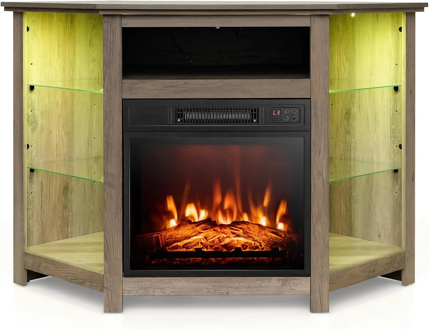 

Угловая подставка для камина со светодиодной подсветкой и управлением Smart APP для телевизора 50I hes, развлекательного центра с регулируемым стеклом Sh