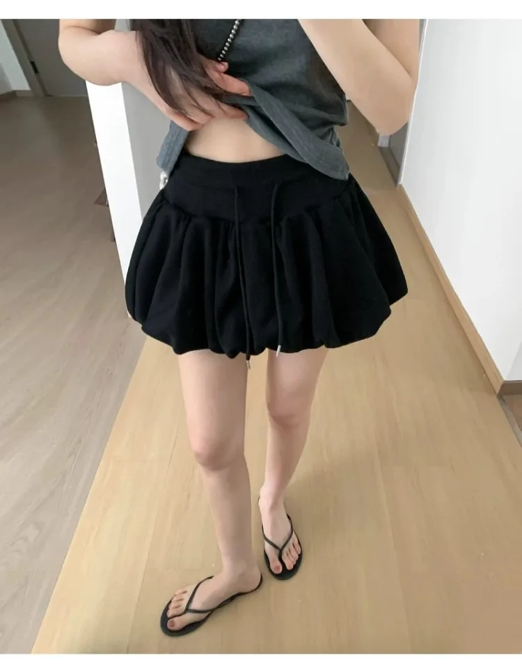 Lässiger, vielseitiger, flauschiger, blütenblütchen-umwickelter Minirock für Damen, Sommer, koreanischer Stil, hohe Taille, schlankmachender A-Linien-Rock – Detail 9
