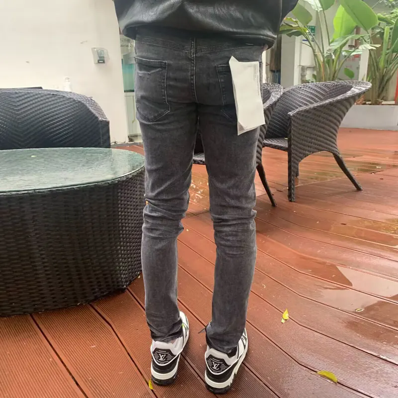 High Street Fashion New Jeans Elastic Slim Fit Retro Wash Black Jeans Hip Hop Brand Versatile Pants