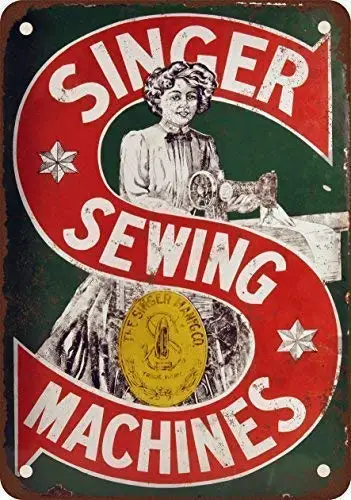 Not Applicable Singer Sewing Machines Vintage Look Reproduction Metal Tin Sign 8x12 Inch Designable Customization Courtyard, Ind