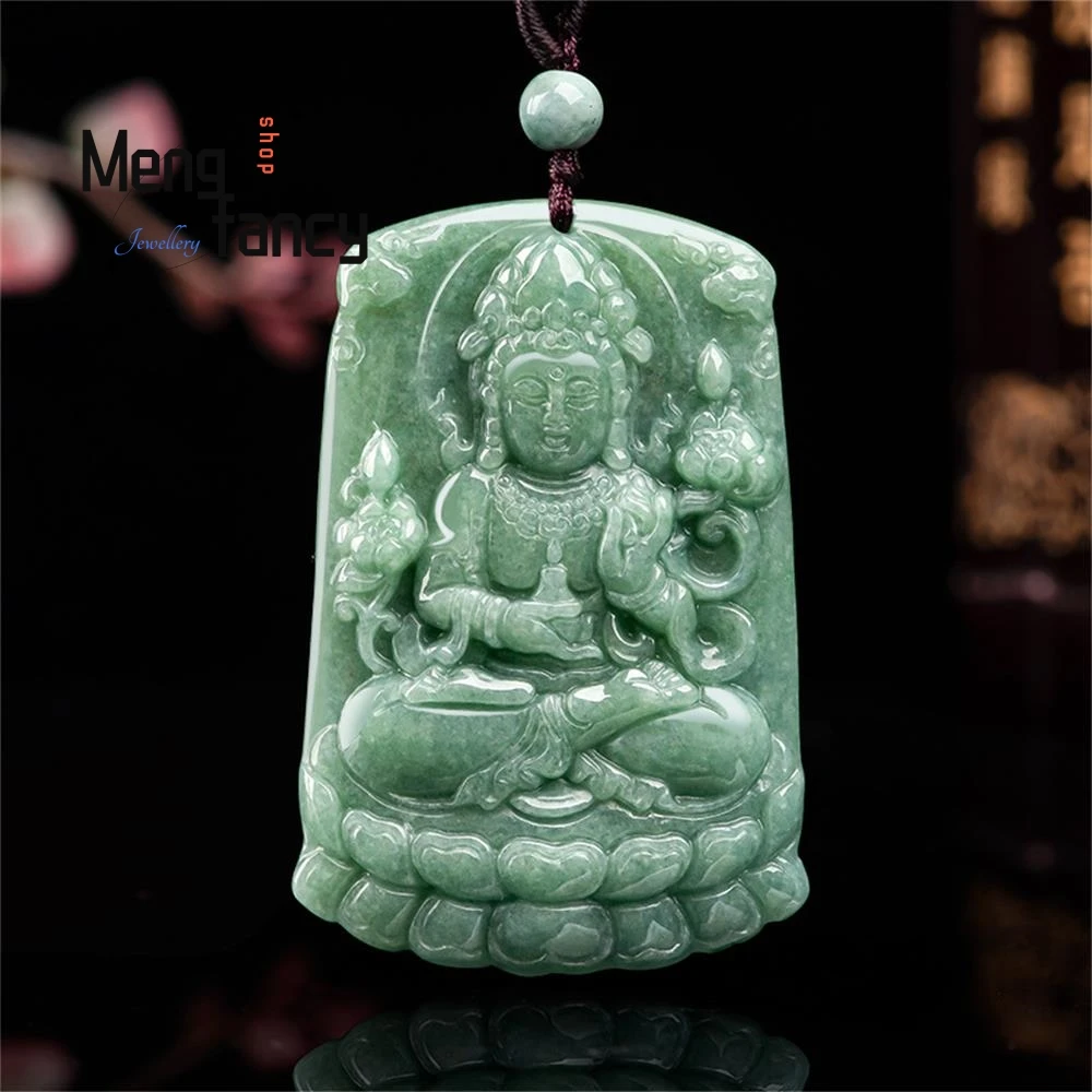 

Natural A-goods Jadeite Bean Seed Lotus Goddess of Mercy Jade Pendant Simple Retro Exquisite Handicraft Fashion Jewelry Mascots