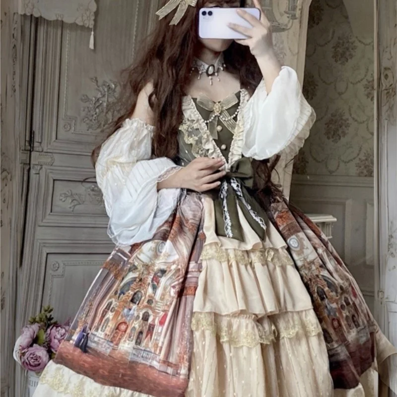 Oil painting vintage everyday Christmas dress