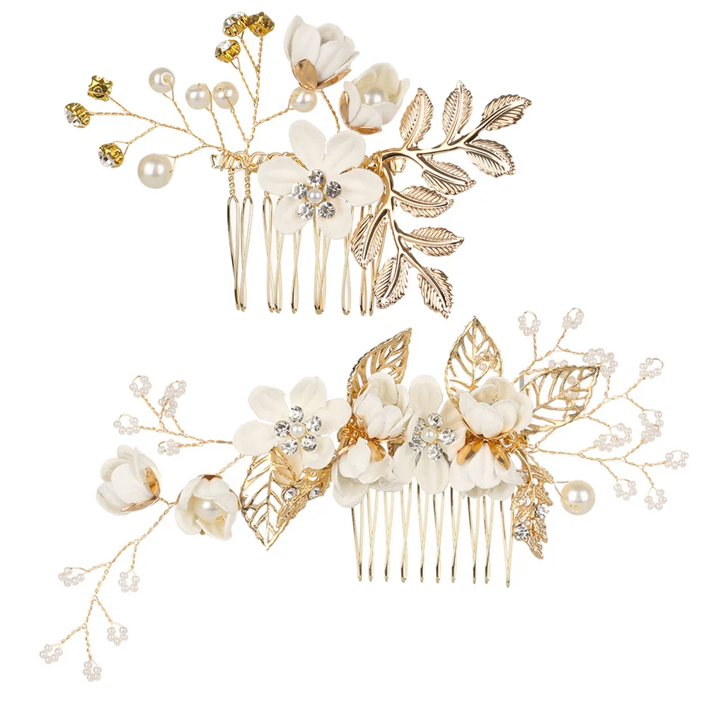 

5Pcs Pearl Crystal Hair Comb Set Bridal Headpiece Wedding Jewelry for Bride Bridesmaids Party Prom Event Bridal Headdress