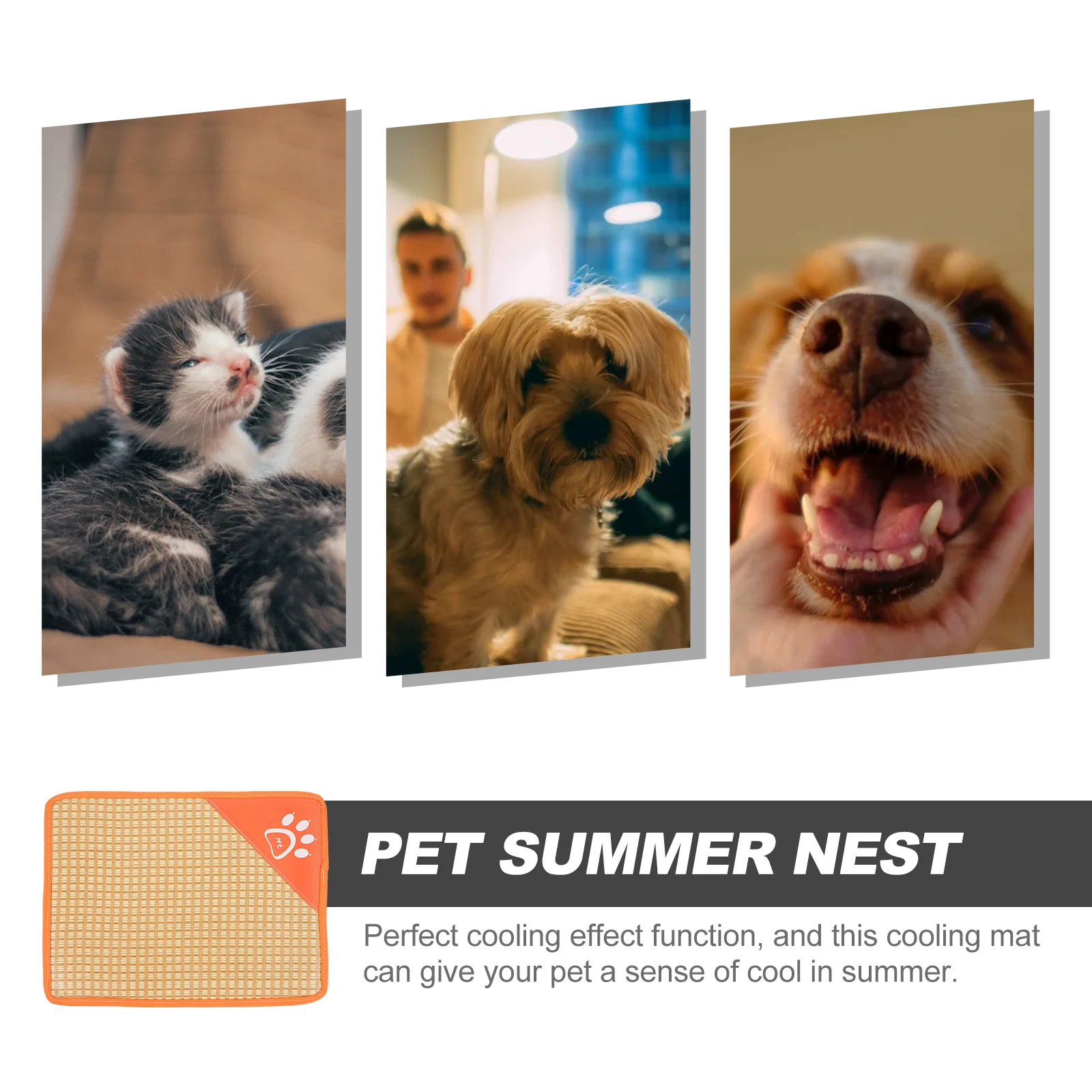 

Cool Pet Nest Small Cat Dog Bed Summer Mat Pad ange S Size Non Slip Foldable Straw Easy Clean Avoid Overheating Pets