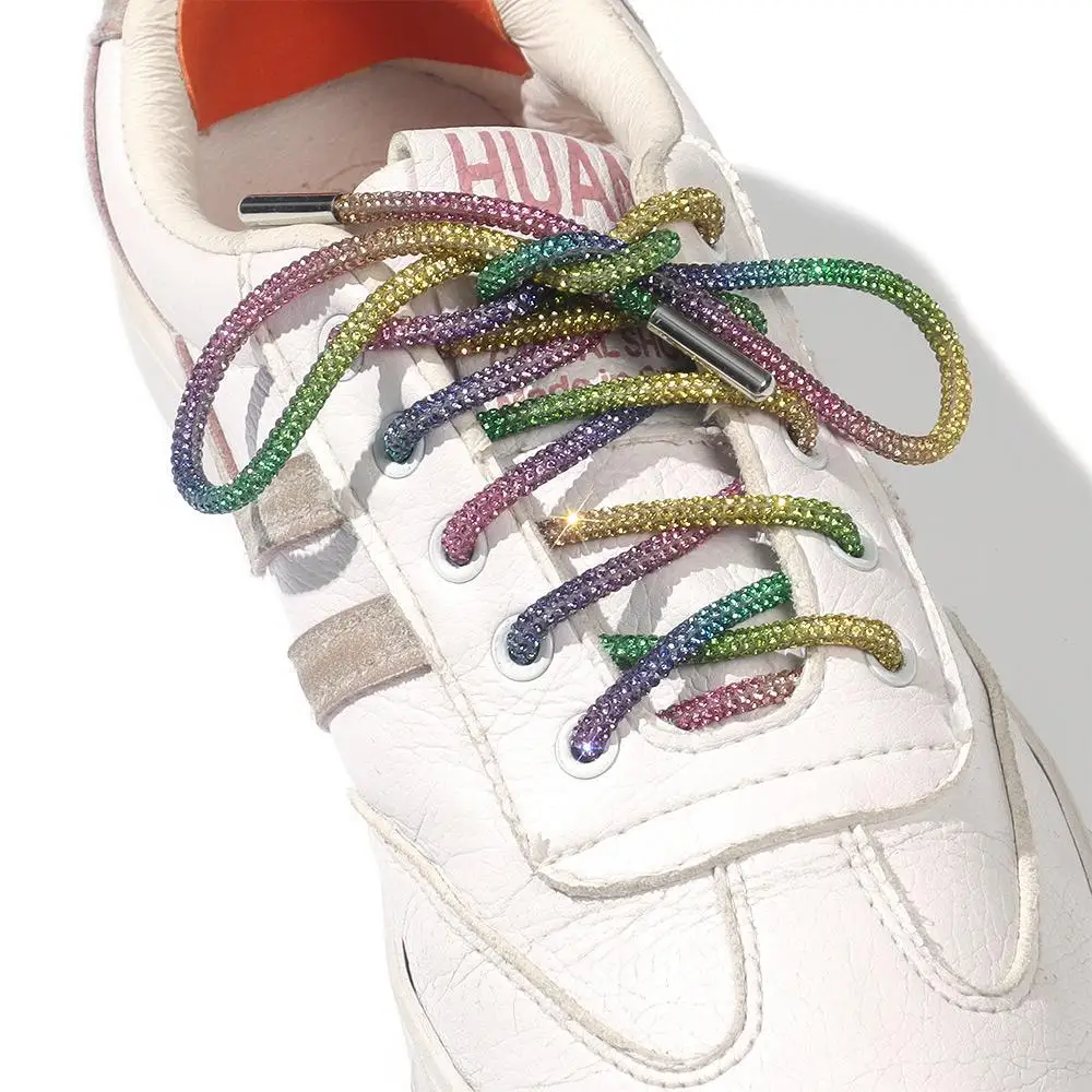 1PC Fashion Drawstring Cross Braiding Strap Rhinestone ShoeLaces Shoe Laces Bright Strings Sneakers Laces