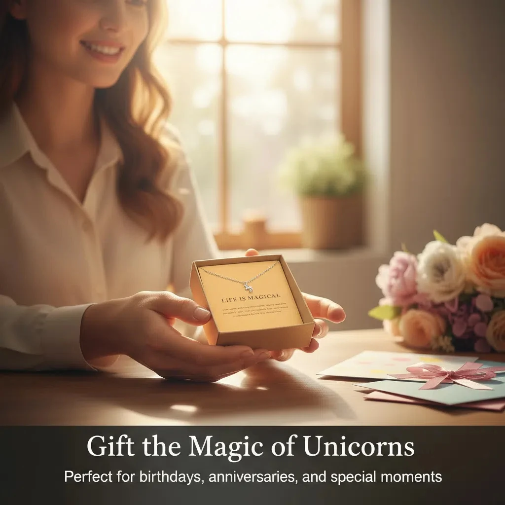 Fantasy Unicorn Pendant Necklace for Women Girls Dainty Charm Jewelry with Message card Lift Is Magical Gifts for Birthday Party