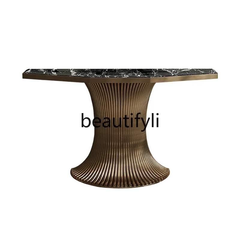 

Italian simple luxury natural marble entrance table Household entrance cabinet High-end atmosphere simple entrance table