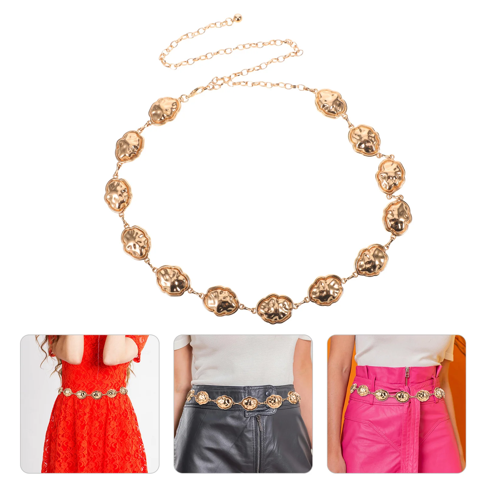 Elegant Waist Chain Women's Adjustable Metal Chain Belt with Shell Charm Belly Jewelry for Dresses Jeans Casual Outfits